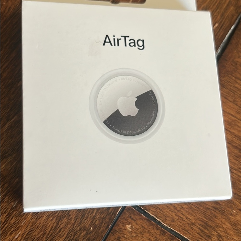 Apple AirTag Box with White and Gray Design